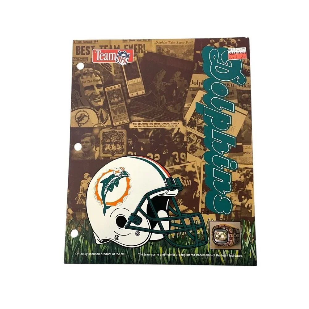 Vintage 1992 NFL Football Miami Dolphins School Folder